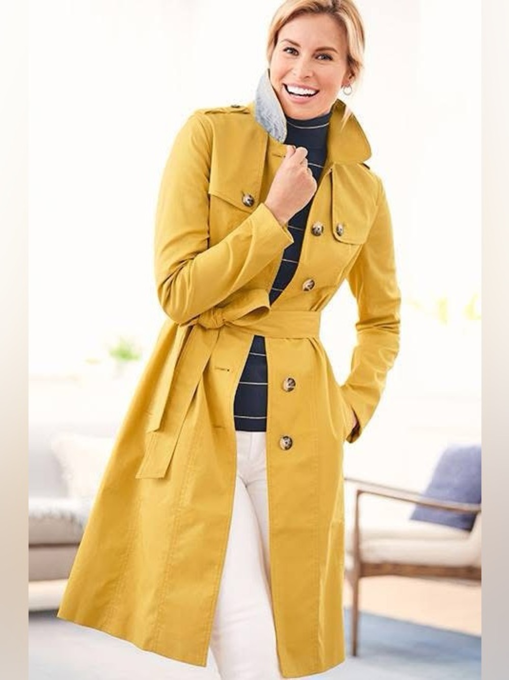 Talbots Classics Yellow Trench Coat